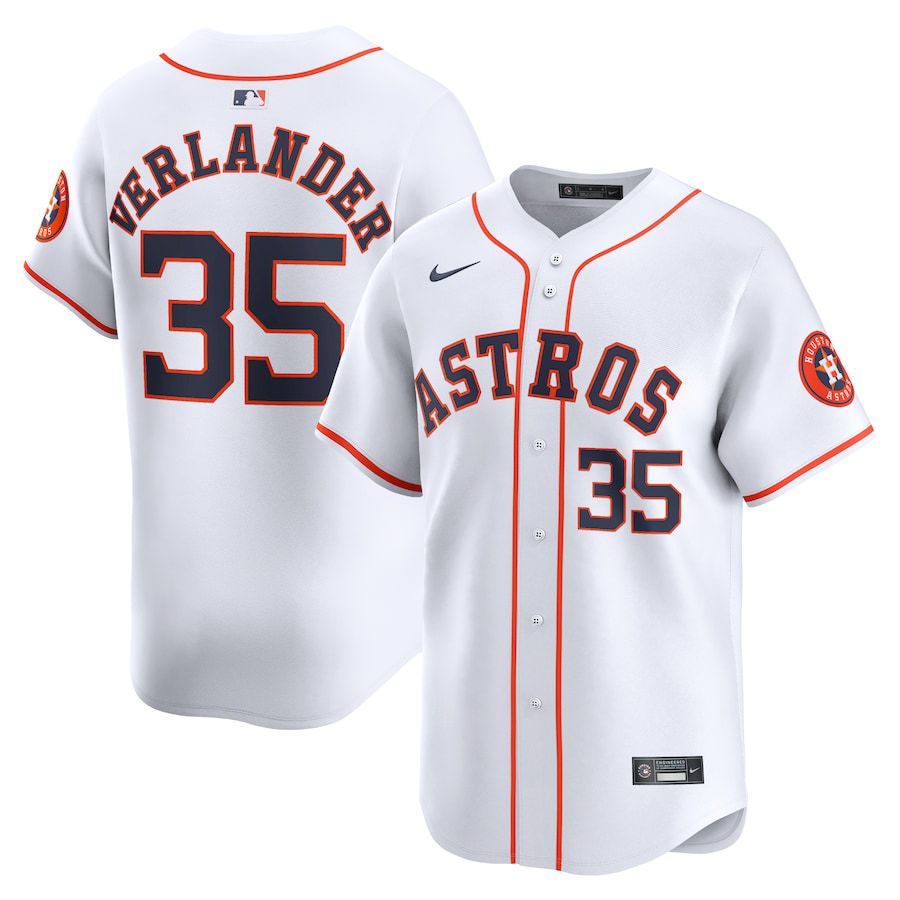 Men Houston Astros #35 Justin Verlander Nike White Home Limited Player MLB Jersey